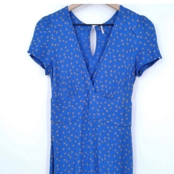 Free People Cornflower Blue Floral Jumpsuit Suit Jumper Romper Wide Leg size  10 - Picture 6 of 13